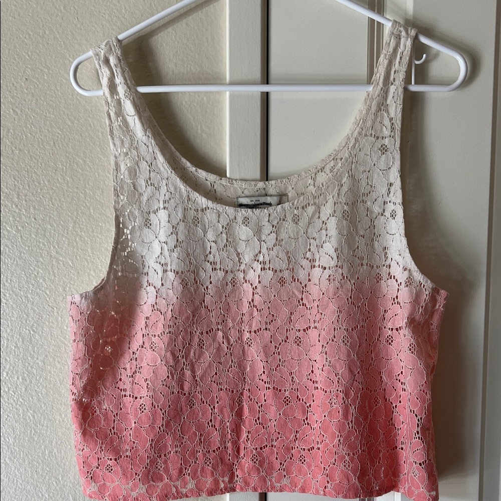 Abercrombie & Fitch Pink Ombré Lace Sleeveless Top